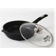 МЕЧТА С24802 Гранит black 24см несъемная ручка стеклянная крышка