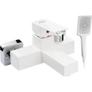 BRIMIX 5573 Смеситель в ванную, короткий излив, шаровый, из высокопрочного пластика АБС, БЕЛЫЙ, поворотный дивертор , квадратный корпус .