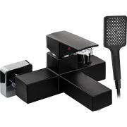 BRIMIX 5574 Смеситель в ванную, короткий излив, шаровый, из высокопрочного пластика АБС, ЧЕРНЫЙ, поворотный дивертор , квадратный корпус .