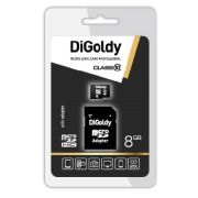 Карта памяти DIGOLDY 8GB microSDHC Class10 + адаптер SD